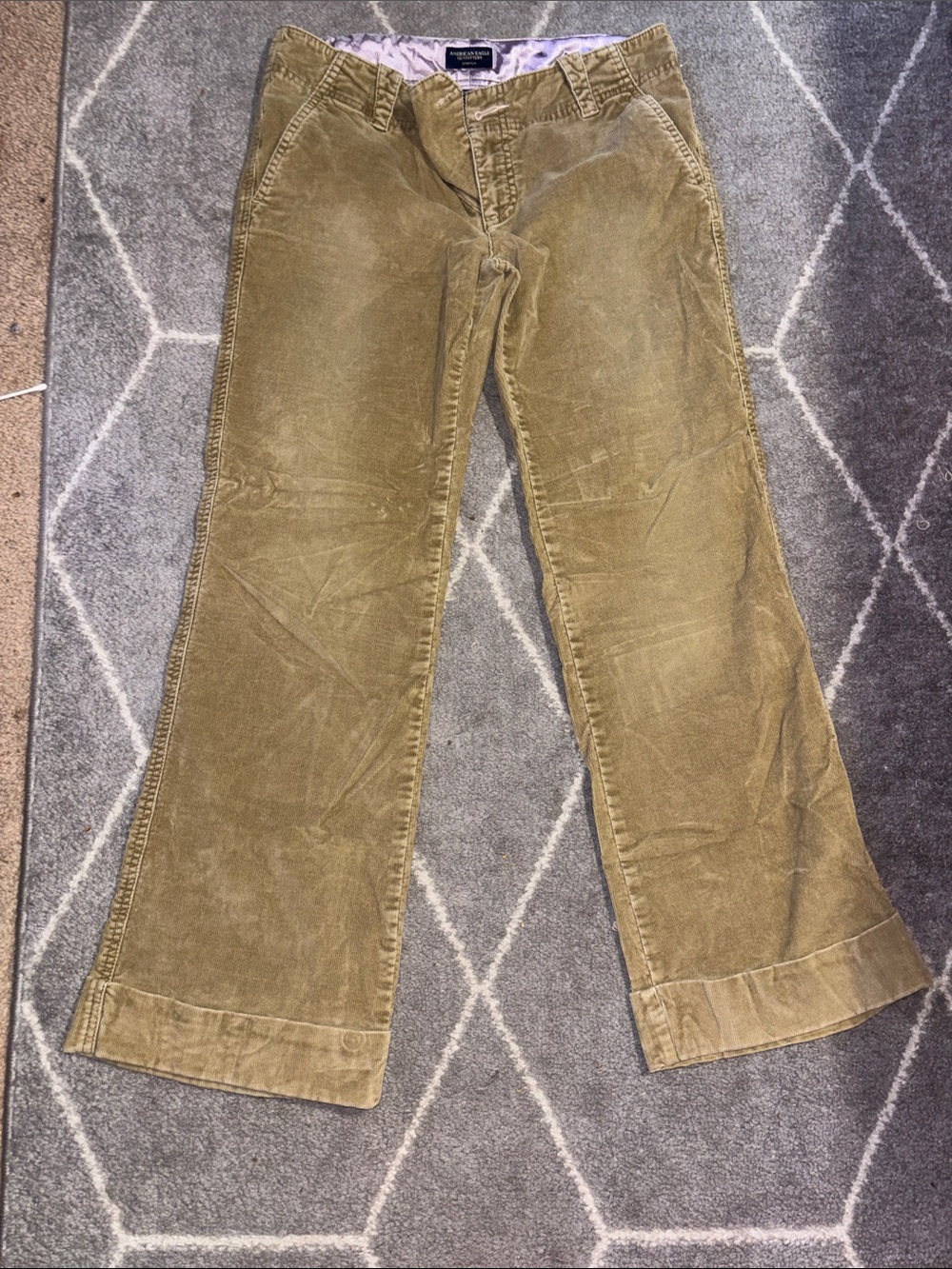 American Eagle Outfitters Corduroy Wide-Leg Jeans - Olive Tan